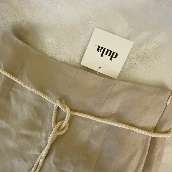 NWT Dula the Label no. 4 linen thigh slit with fringe midaxi skirt & rope belt - Picture 9 of 15